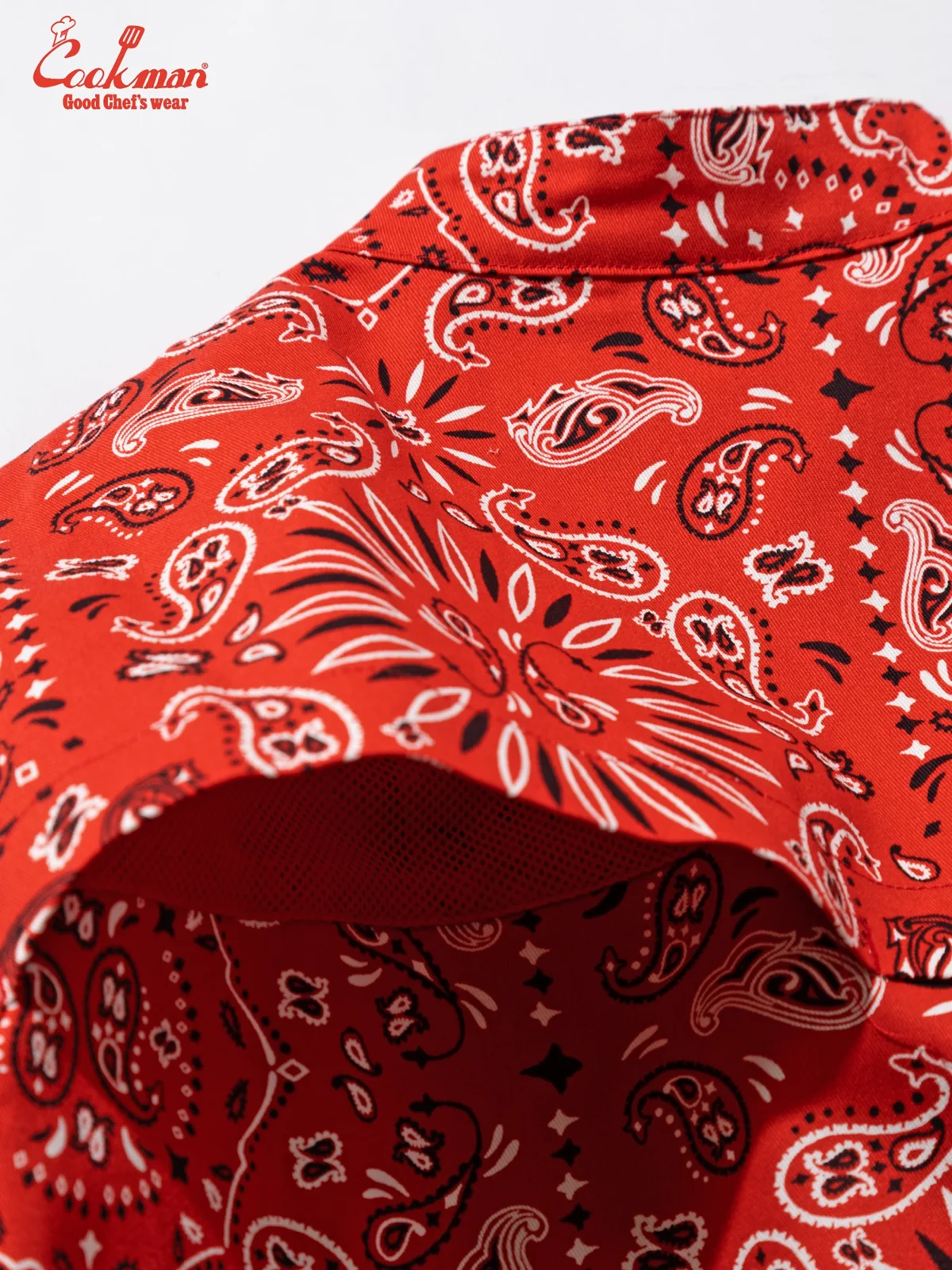 �����ե����� Chef Coat Long Sleeve Vented Paisley Red
