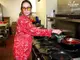 �����ե����� Chef Coat Long Sleeve Vented Paisley Red