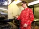 �����ե����� Chef Coat Long Sleeve Vented Paisley Red