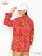 �����ե����� Chef Coat Long Sleeve Vented Paisley Red