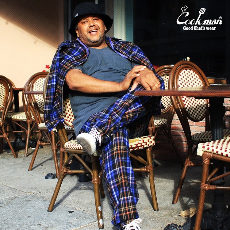 եѥ Chef Pants Woolmix Tartan Scottish Navy