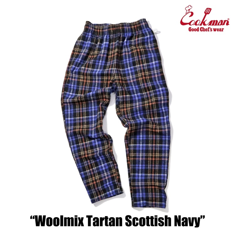 եѥ Chef Pants Woolmix Tartan Scottish Navy