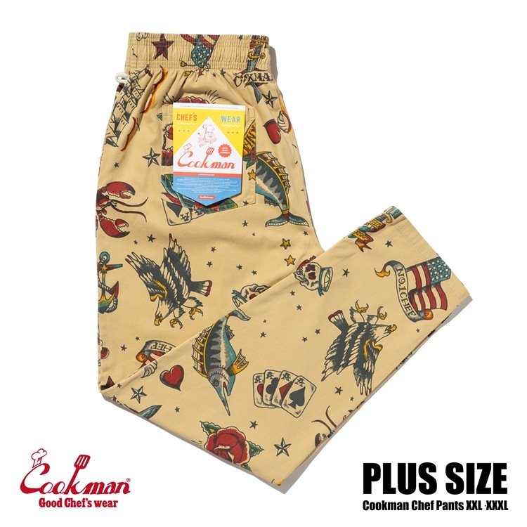 �����եѥ�� Chef Pants Old Tattoo Beige Plus Size