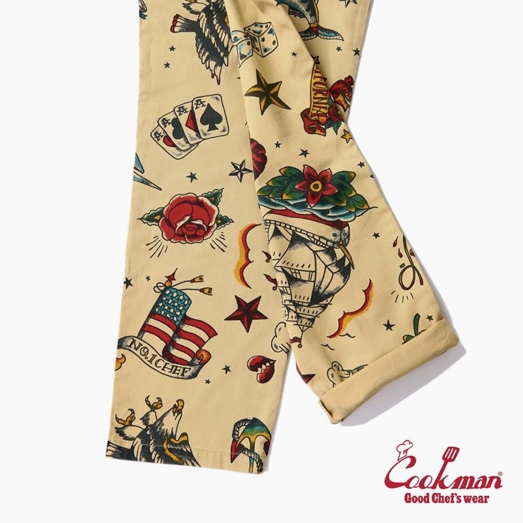�����եѥ�� Chef Pants Old Tattoo Beige Plus Size