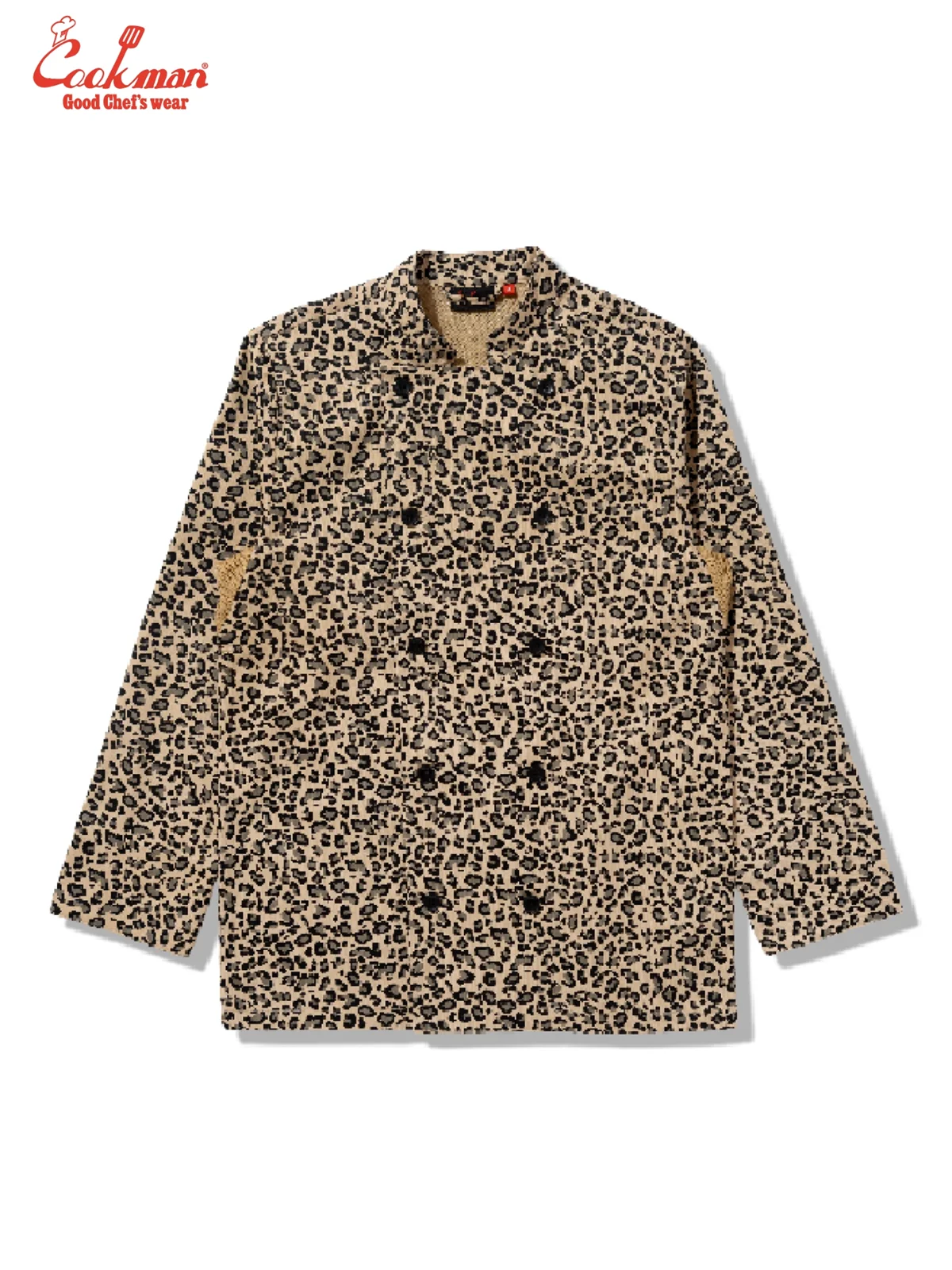 �����ե����� Chef Coat Long Sleeve Vented Leopard Beige