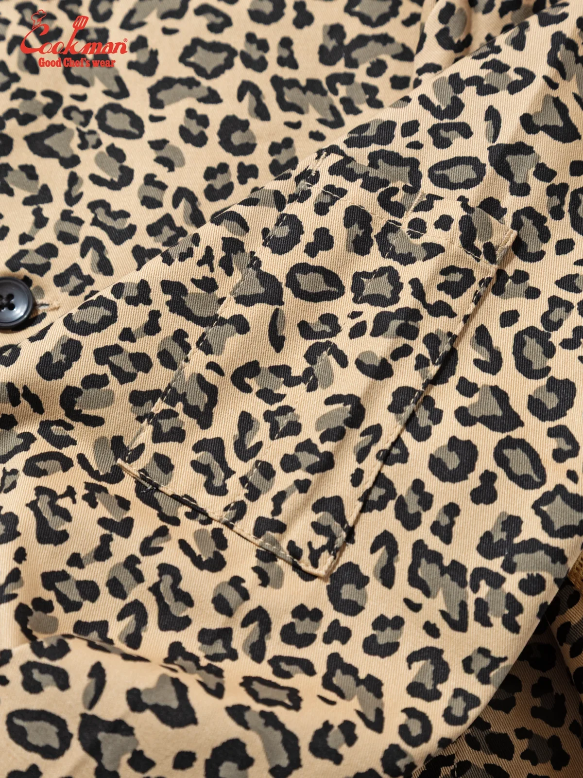 �����ե����� Chef Coat Long Sleeve Vented Leopard Beige