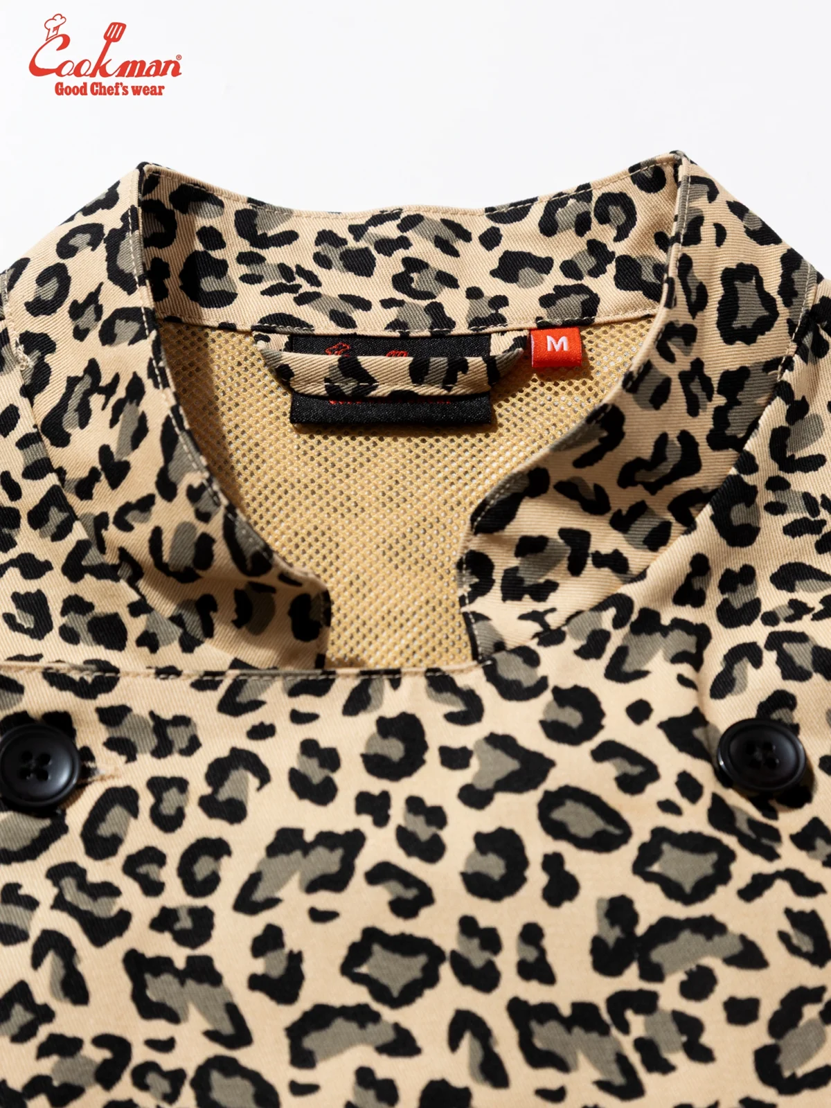 �����ե����� Chef Coat Long Sleeve Vented Leopard Beige