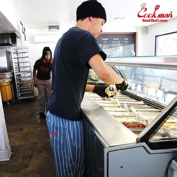 եѥ Chef Pants Stripe Malibu Blue