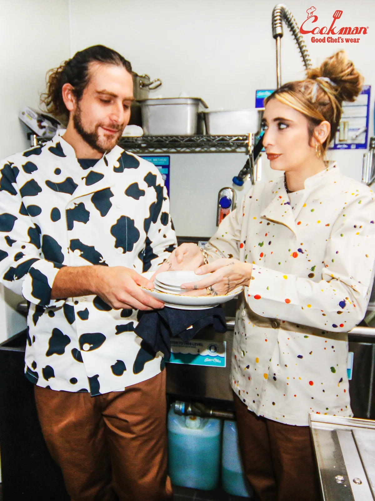 �����ե����� Chef Coat Long Sleeve Vented Cow White