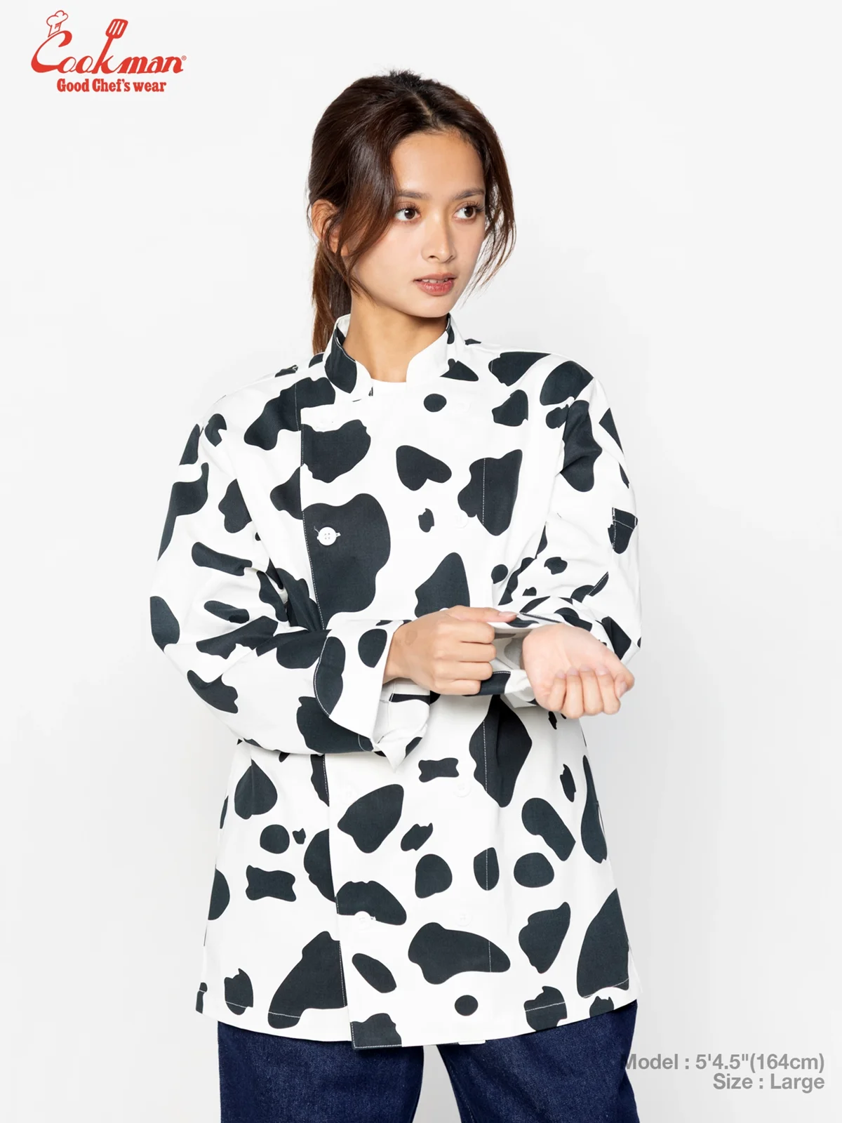 �����ե����� Chef Coat Long Sleeve Vented Cow White