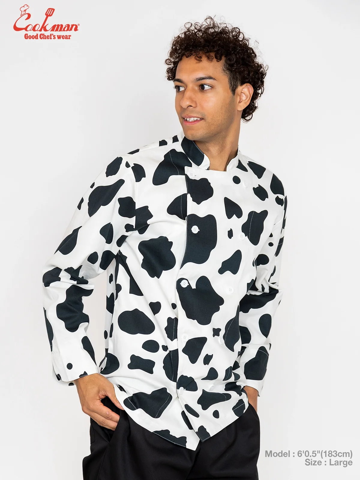 �����ե����� Chef Coat Long Sleeve Vented Cow White