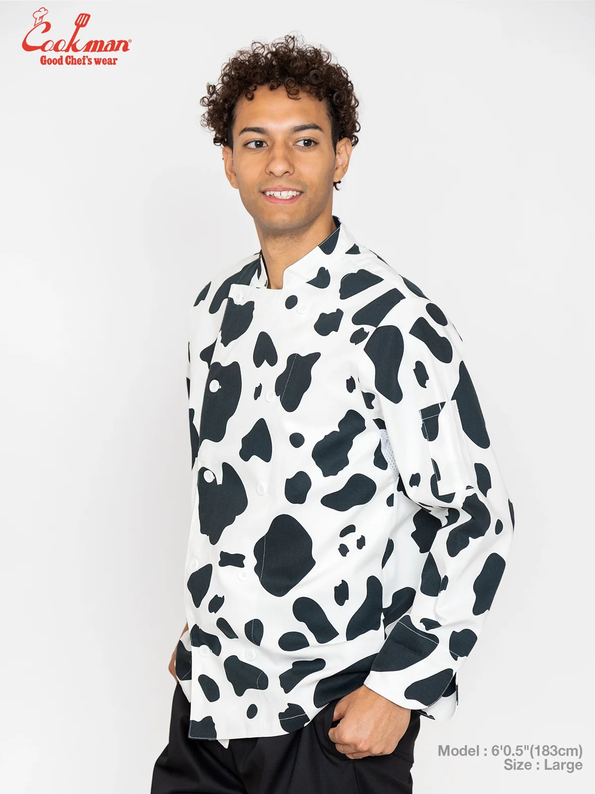 �����ե����� Chef Coat Long Sleeve Vented Cow White