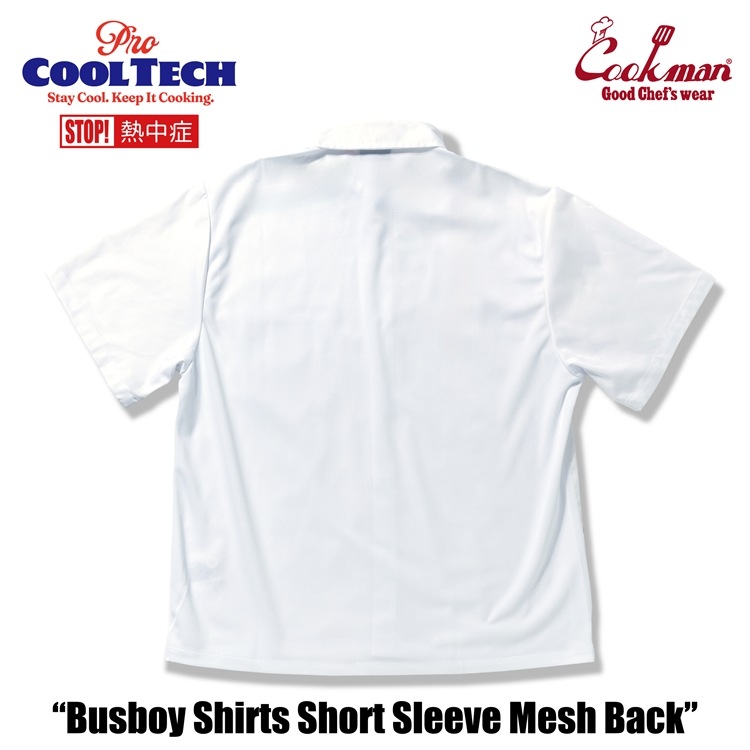 ����� Busboy Shirts Short Sleeve Mesh Back White