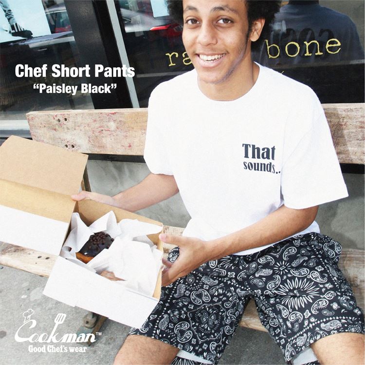 եѥ Chef Pants Short Paisley Black