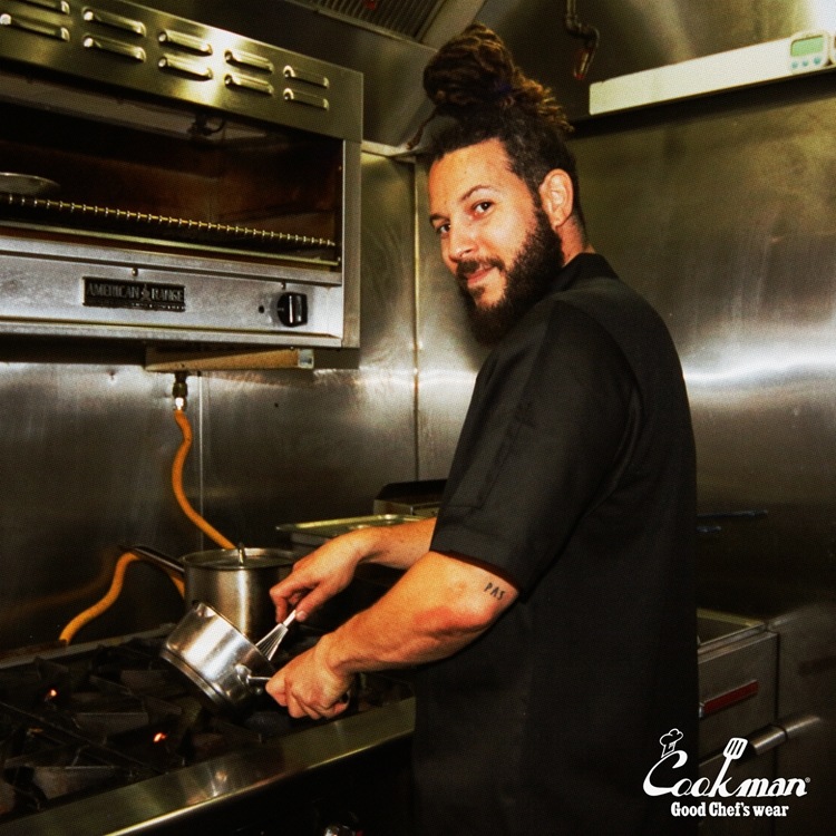 �����ե����� Chef Coat Short Sleeve Mesh Back Black