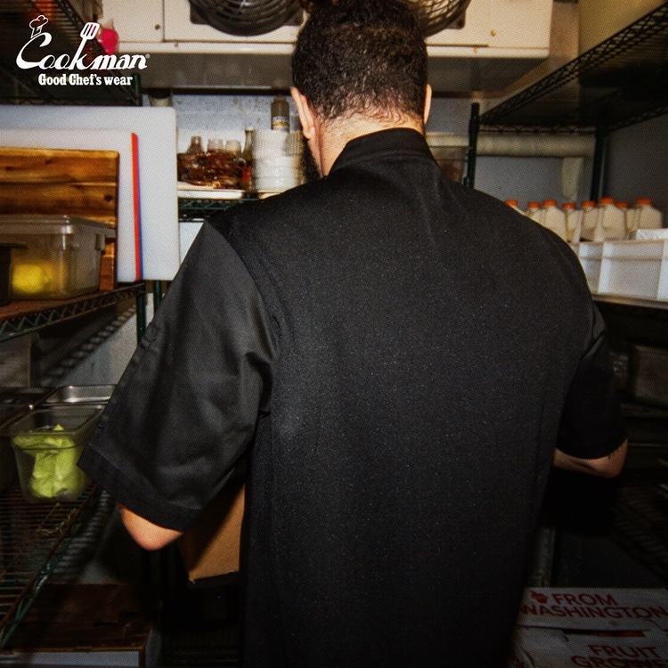 �����ե����� Chef Coat Short Sleeve Mesh Back Black
