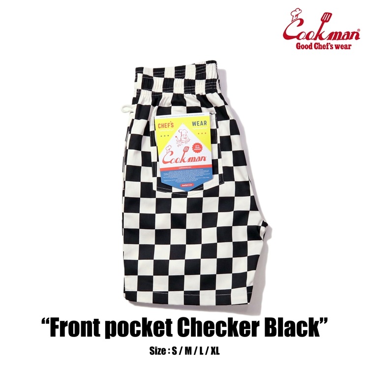 եѥ Chef Pants Short Front pocket Checker Black