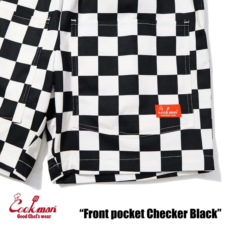 եѥ Chef Pants Short Front pocket Checker Black