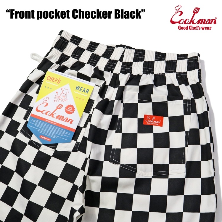 եѥ Chef Pants Short Front pocket Checker Black