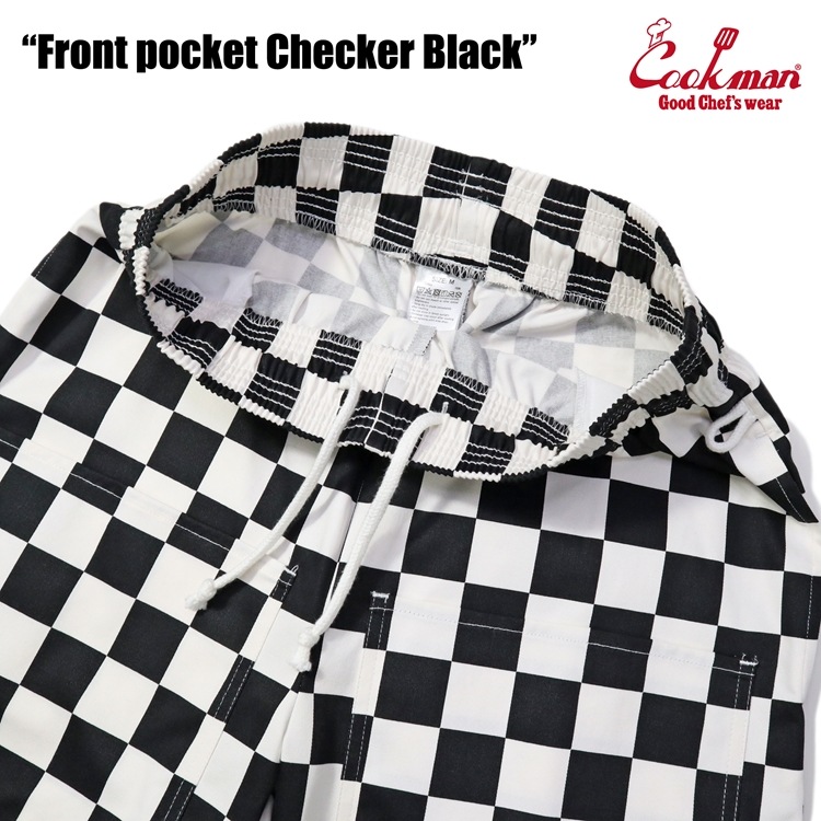 եѥ Chef Pants Short Front pocket Checker Black