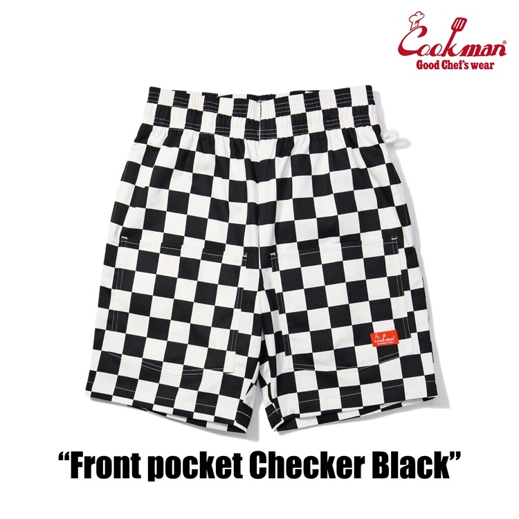 եѥ Chef Pants Short Front pocket Checker Black