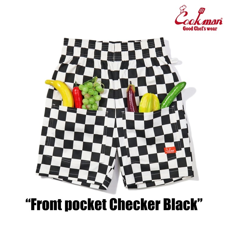 եѥ Chef Pants Short Front pocket Checker Black