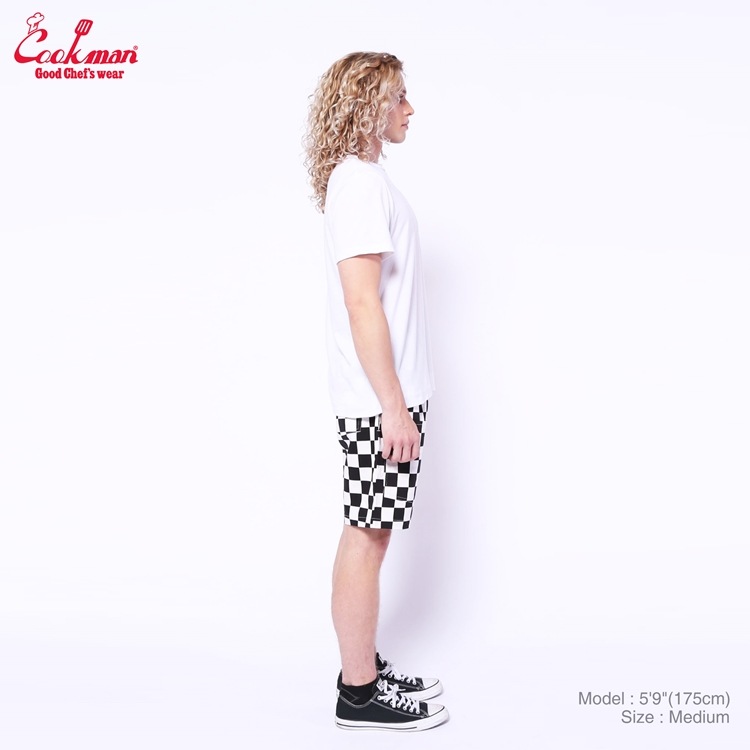 եѥ Chef Pants Short Front pocket Checker Black