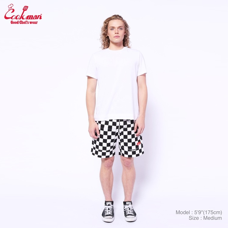 եѥ Chef Pants Short Front pocket Checker Black