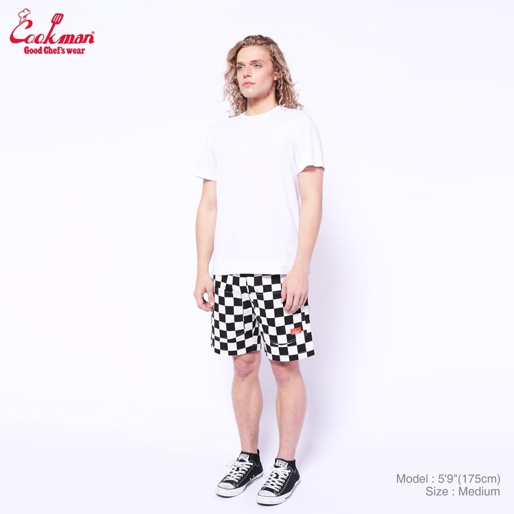 եѥ Chef Pants Short Front pocket Checker Black