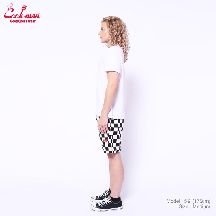 եѥ Chef Pants Short Front pocket Checker Black
