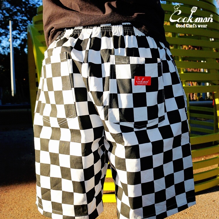 եѥ Chef Pants Short Front pocket Checker Black