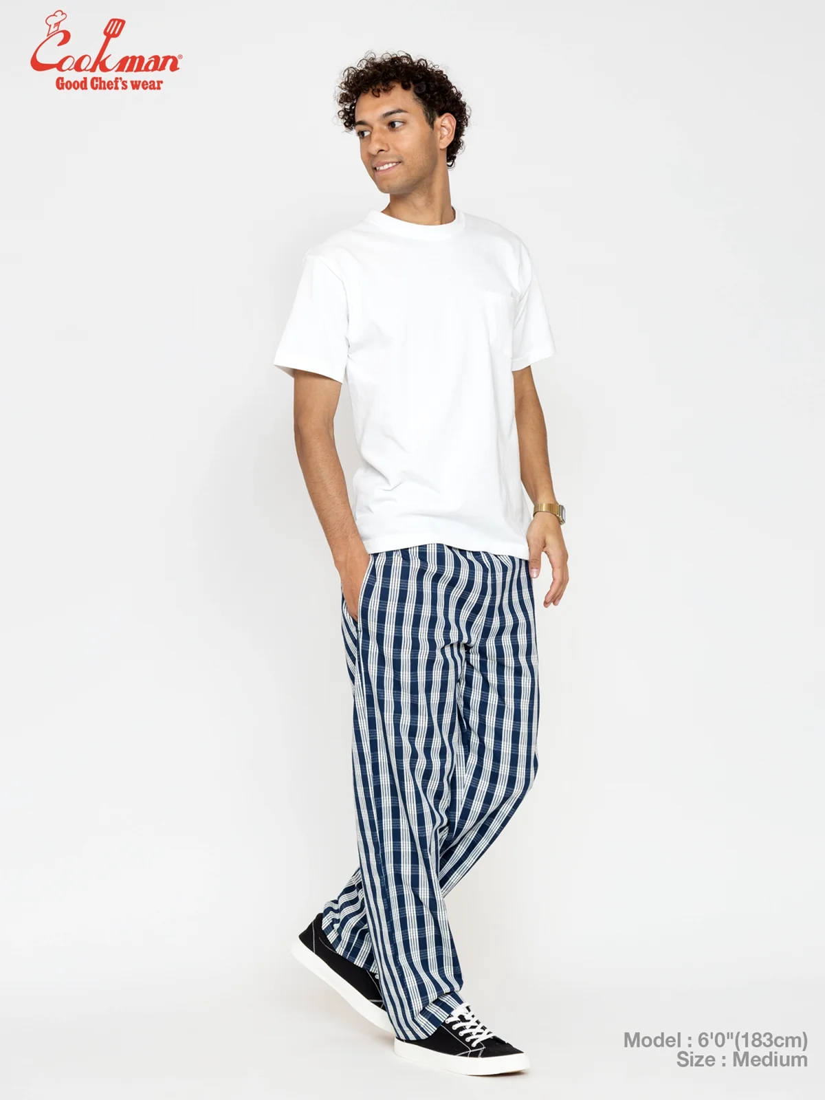 �����եѥ�� Chef Pants Semiwide PALAKA Check Navy