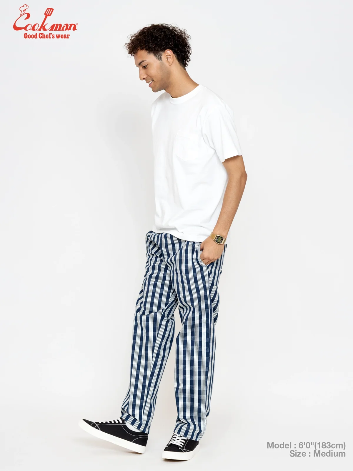 �����եѥ�� Chef Pants Semiwide PALAKA Check Navy