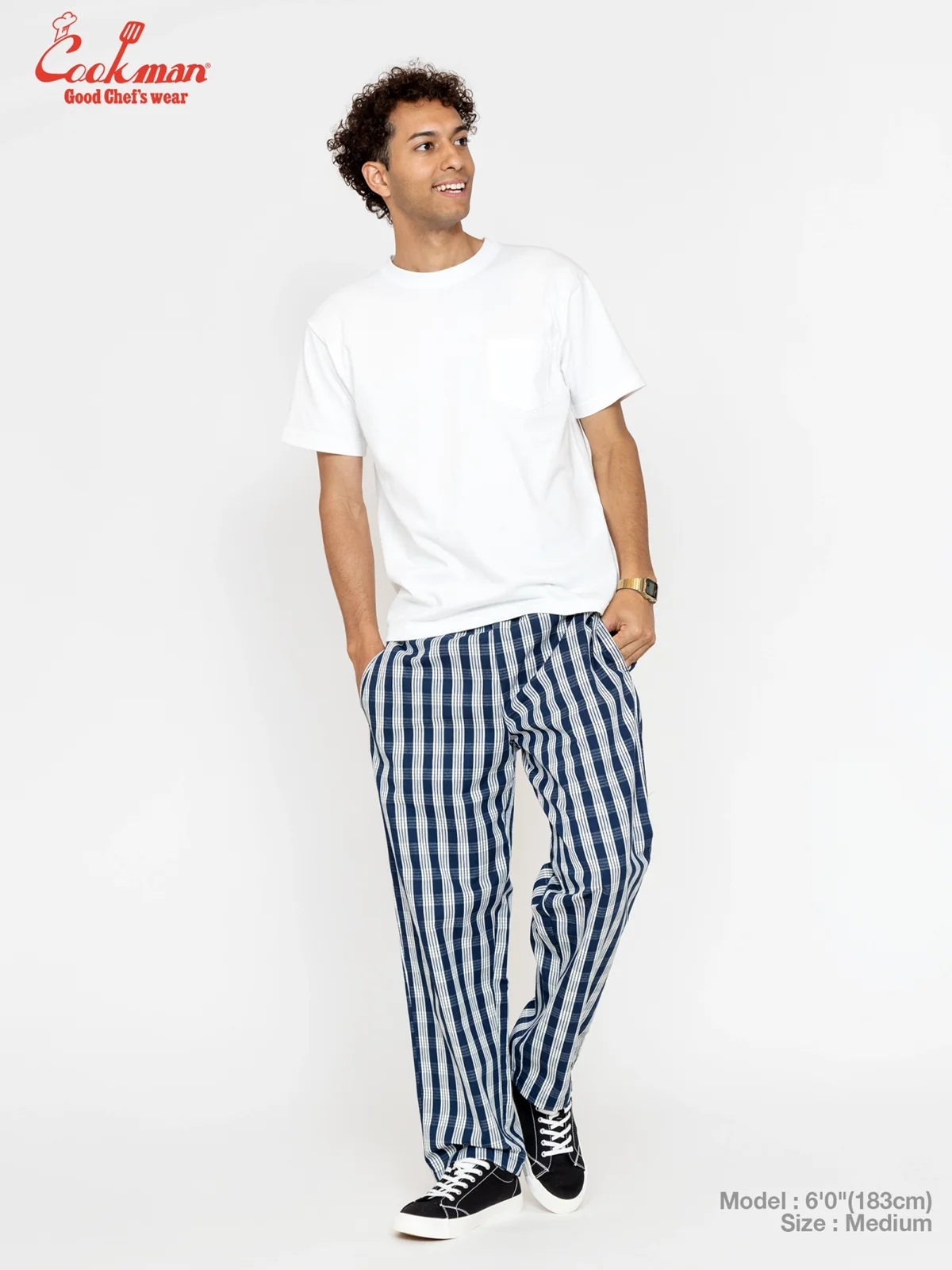 �����եѥ�� Chef Pants Semiwide PALAKA Check Navy