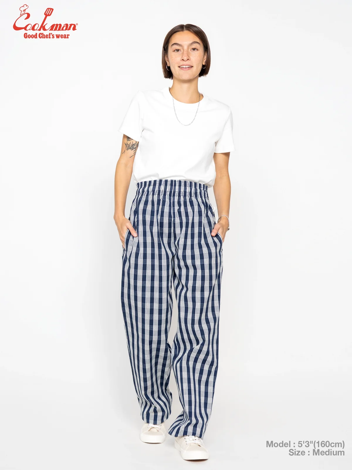 �����եѥ�� Chef Pants Semiwide PALAKA Check Navy