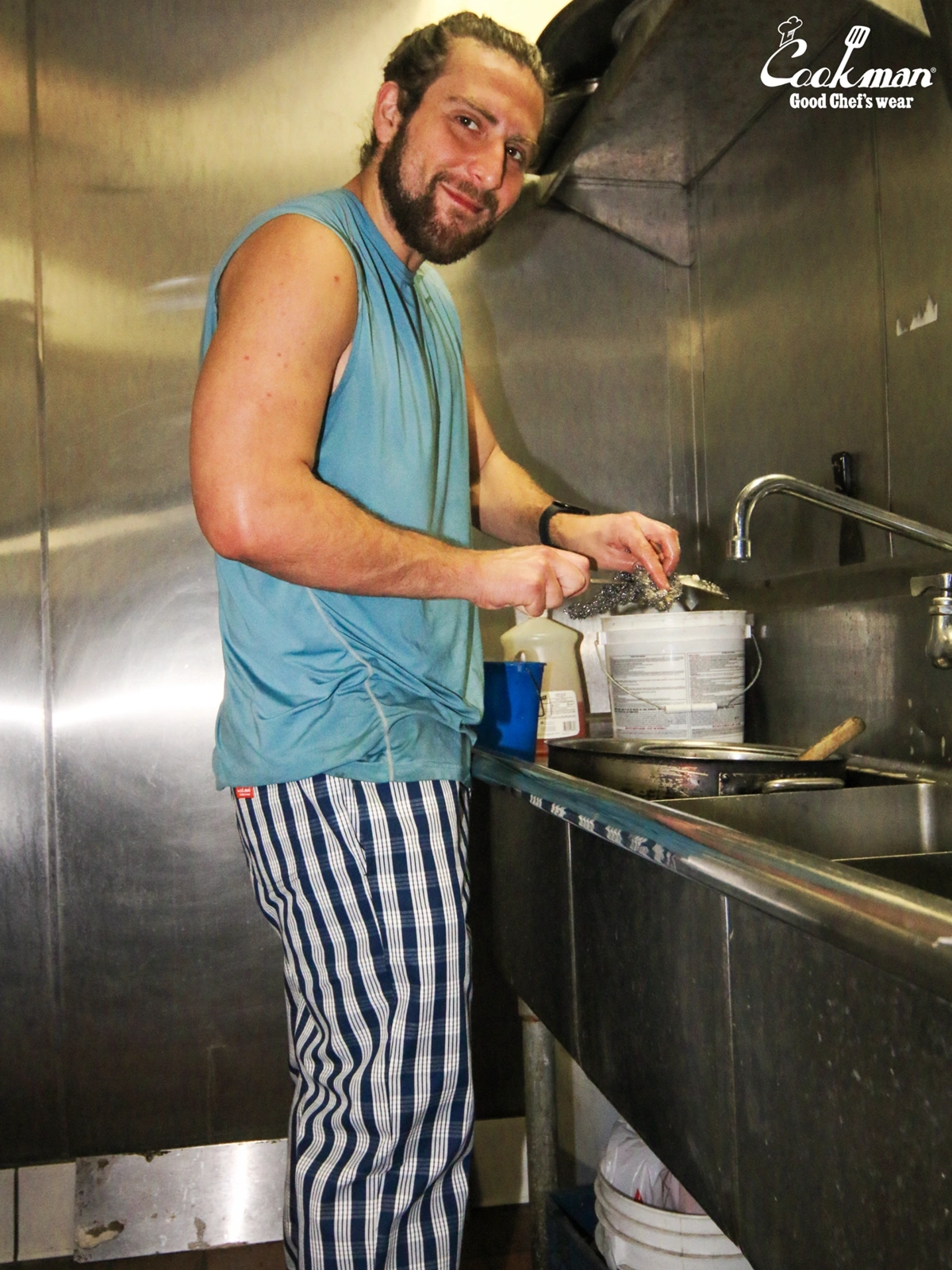 �����եѥ�� Chef Pants Semiwide PALAKA Check Navy
