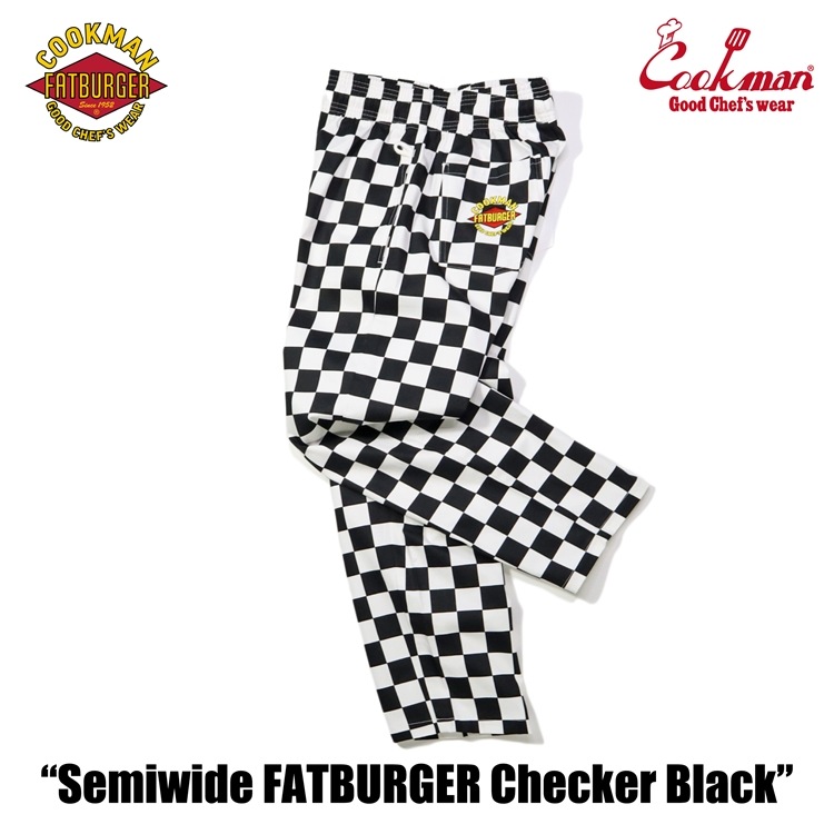 եѥ Chef Pants Semiwide FATBURGER Checker Black 