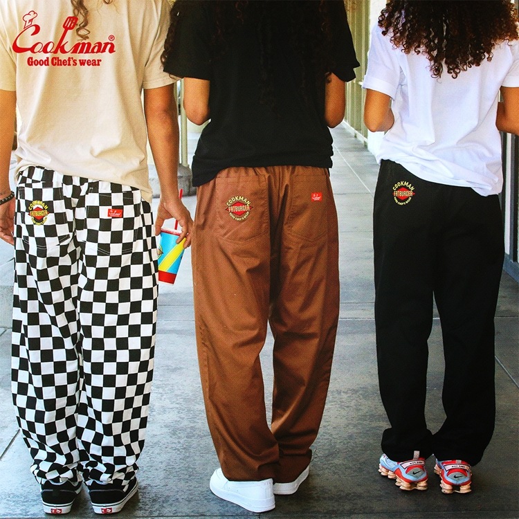 եѥ Chef Pants Semiwide FATBURGER Checker Black 