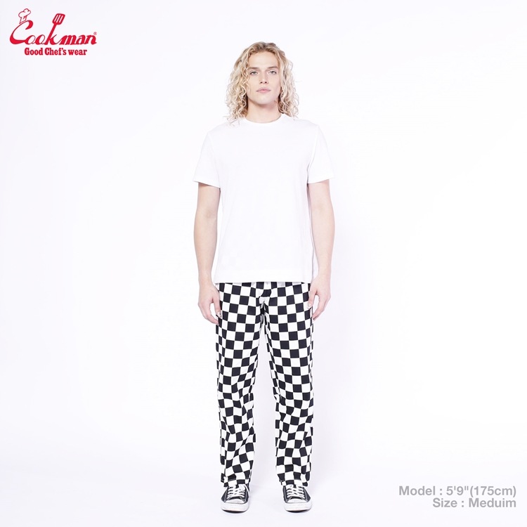 եѥ Chef Pants Semiwide FATBURGER Checker Black 