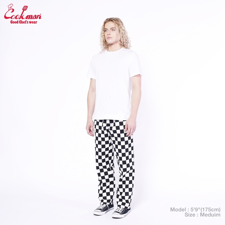 եѥ Chef Pants Semiwide FATBURGER Checker Black 