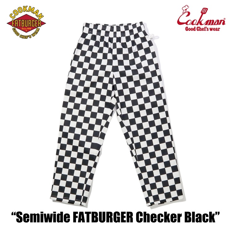 եѥ Chef Pants Semiwide FATBURGER Checker Black 