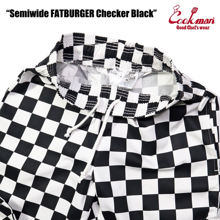 եѥ Chef Pants Semiwide FATBURGER Checker Black 