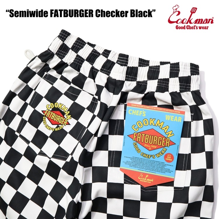 եѥ Chef Pants Semiwide FATBURGER Checker Black 