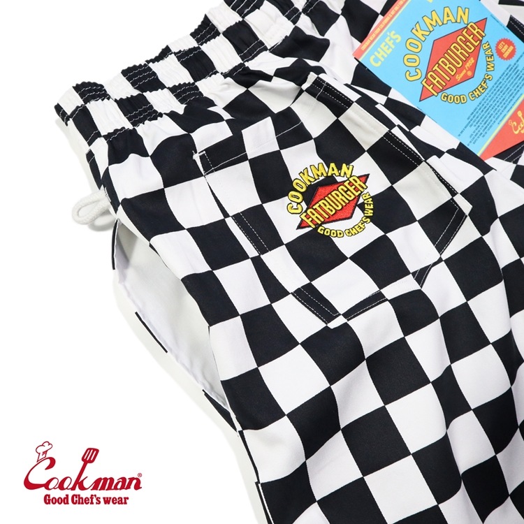 եѥ Chef Pants Semiwide FATBURGER Checker Black 