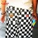 եѥ Chef Pants Semiwide FATBURGER Checker Black 
