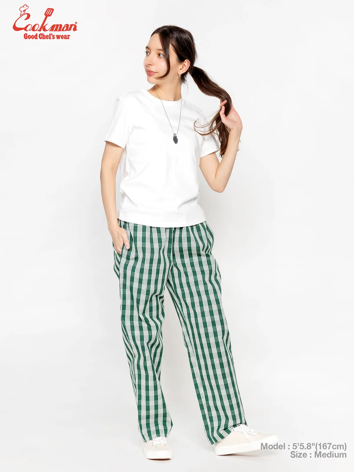 �����եѥ�� Chef Pants Semiwide PALAKA Check Green