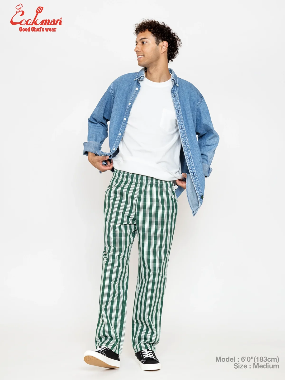 �����եѥ�� Chef Pants Semiwide PALAKA Check Green