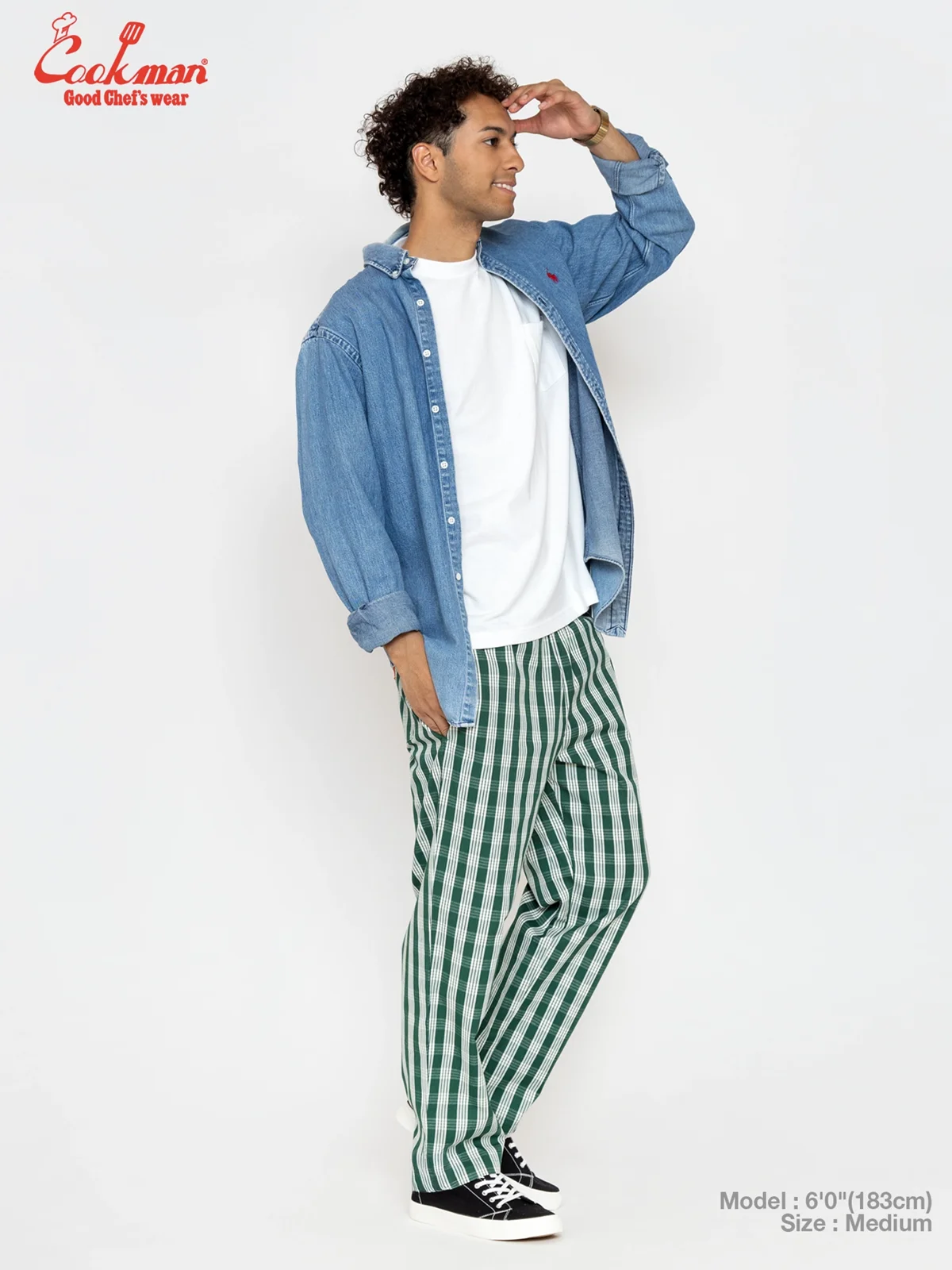 �����եѥ�� Chef Pants Semiwide PALAKA Check Green