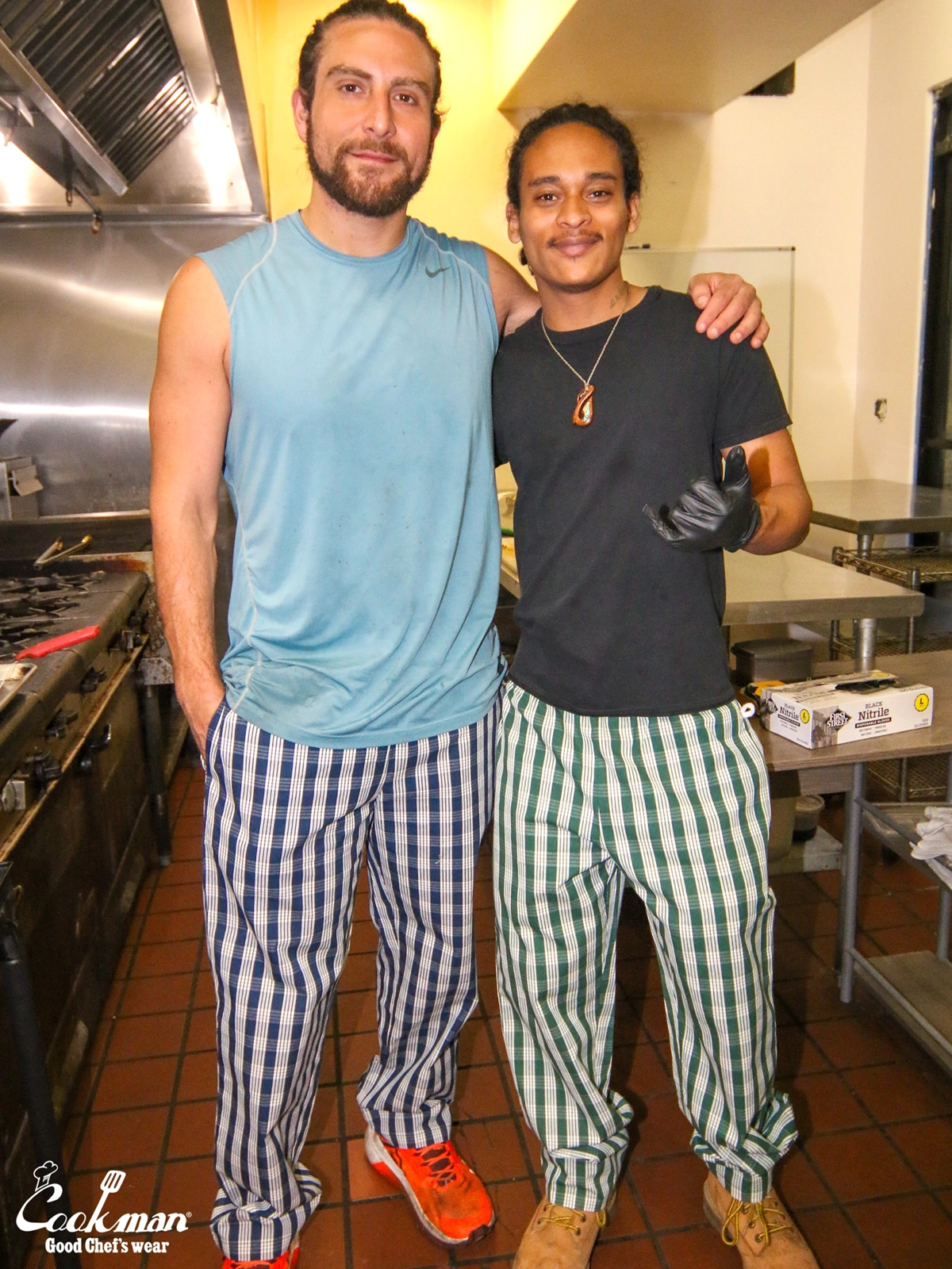 �����եѥ�� Chef Pants Semiwide PALAKA Check Green