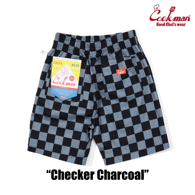 եѥ Chef Pants Short Checker Charcoal